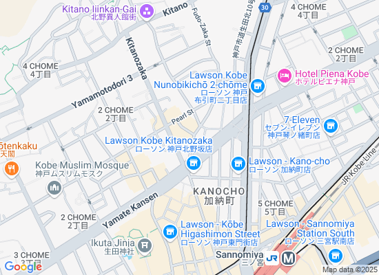 Map of 神戸牛丼 広重　兵庫県神戸市中央区中山手通り1丁目22-21
