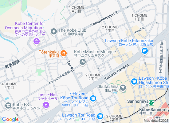 Map of コムコカ 兵庫県神戸市中央区山本通３丁目３−１ 燕京ビルＢ１Ｆ